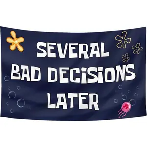 Several Bad Decisions Later Tapestry 60x40in Cool Funny Tapestry for College Dorm Room Guys Man Cave Frat Bedroom Gift