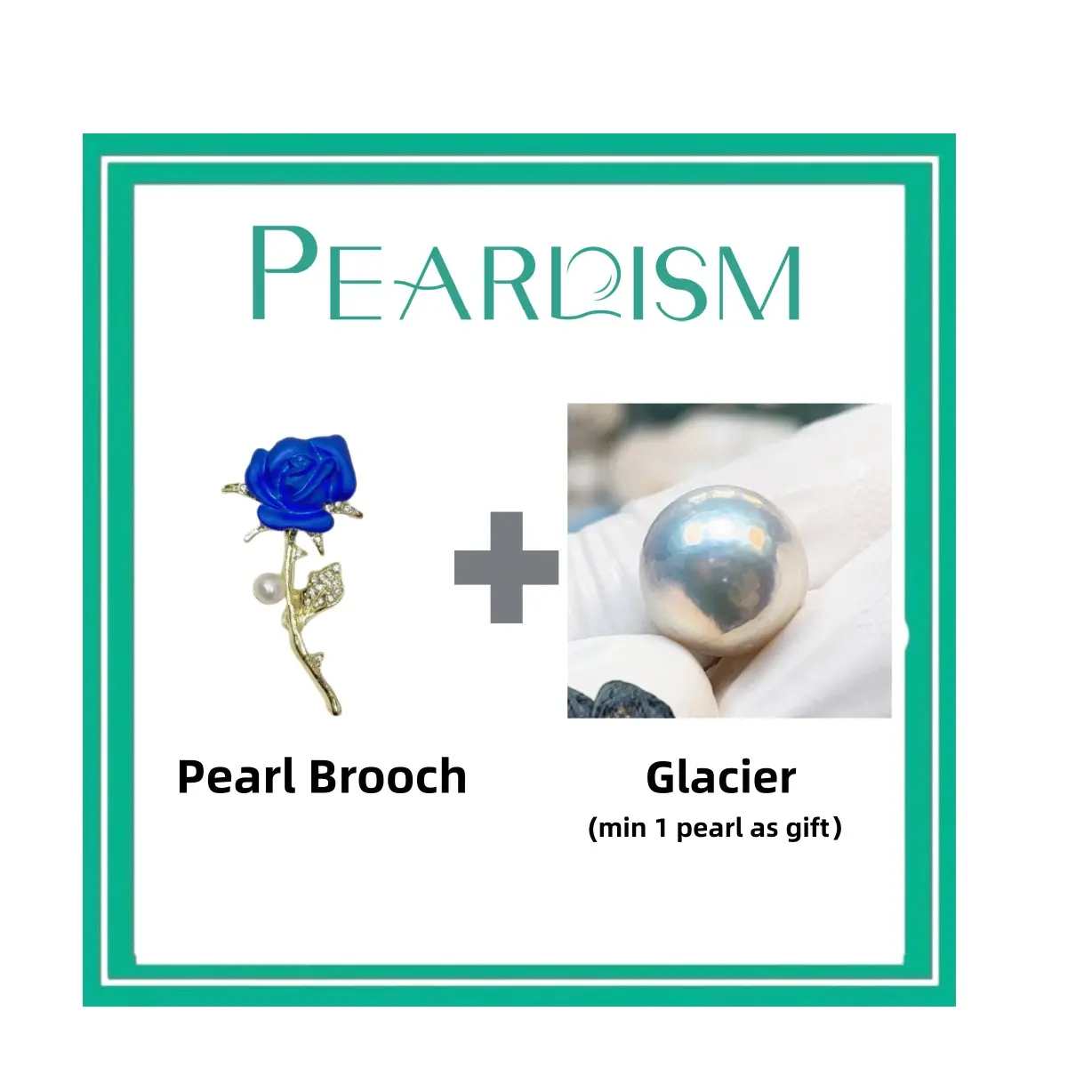 【Adee】Blue Rose Brooch+ Glacier Edison pearl  (Min 1pc Edison pearl as gift) [Open in live ]｜Freshwater hite/Pink/Blue Round Color 9-12mm pearl
