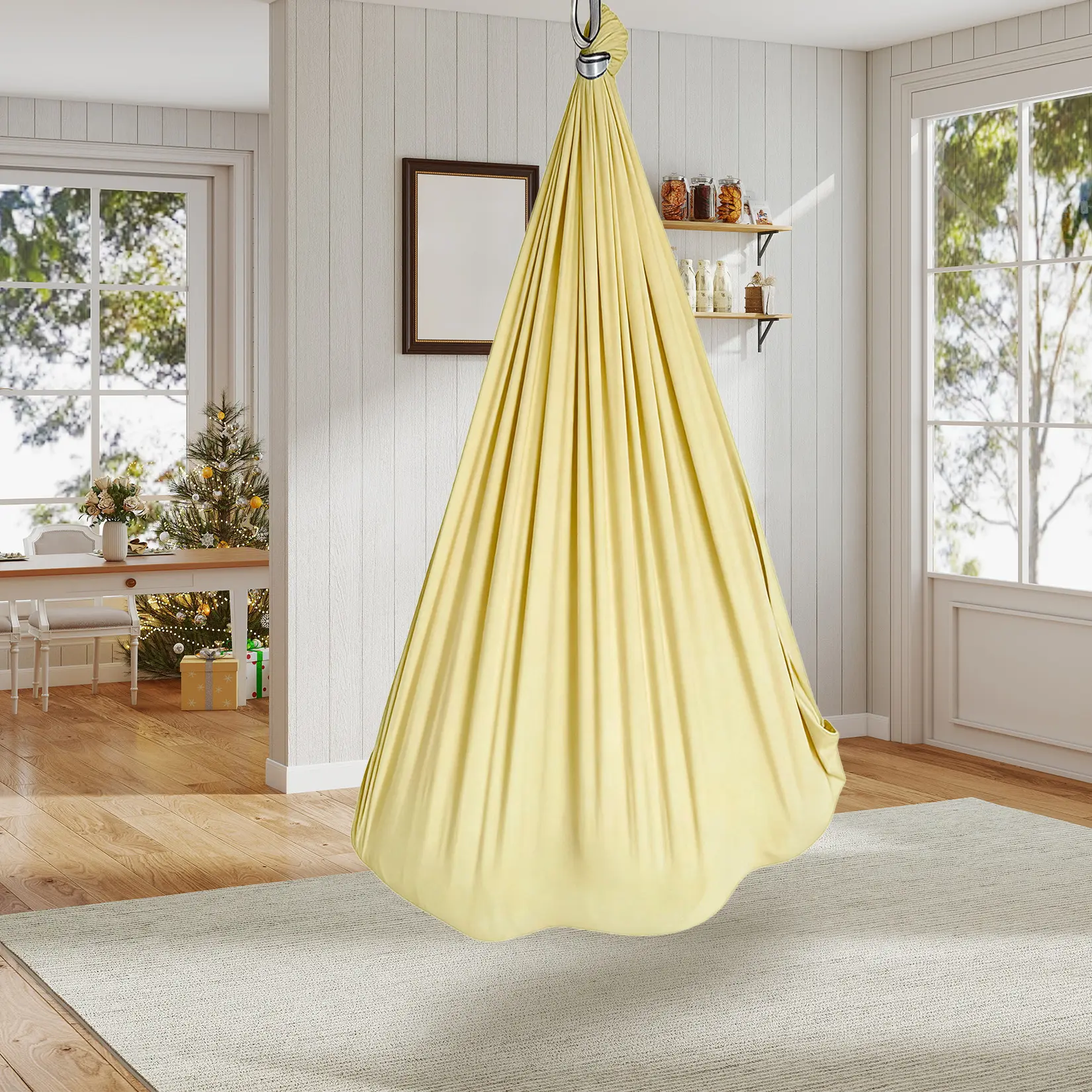 Sensorial Therapy Swing Set, Elastic Swinging Chair & Hammock, Indoor Outdoor Use for Kids and Adults, Deep Pressure Therapy Swing for Autism ADHD & Special Needs, Indoor Outdoor Hammock with 360° Swivel