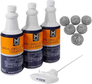 Commercial Oven, Grill and Fryer Cleaner 32 oz, 3 pk Comes With 6 Mini Stainless Steel Wire Scrubber Ball