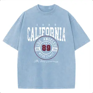 Holafish Vintage California Los Angeles 1989 Graphic T-Shirt, Retro West Coast USA Acid Wash Oversized Short Sleeve Tee For Men Women