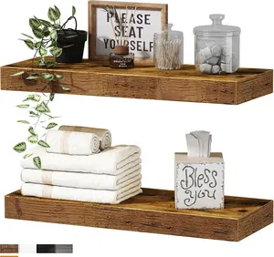 Bathroom Shelves Floating Shelves for Wall Shelf Over Toilet Small Wall Mounted 16 inch Set of 2, Rustic Brown (008-40BN) Decor