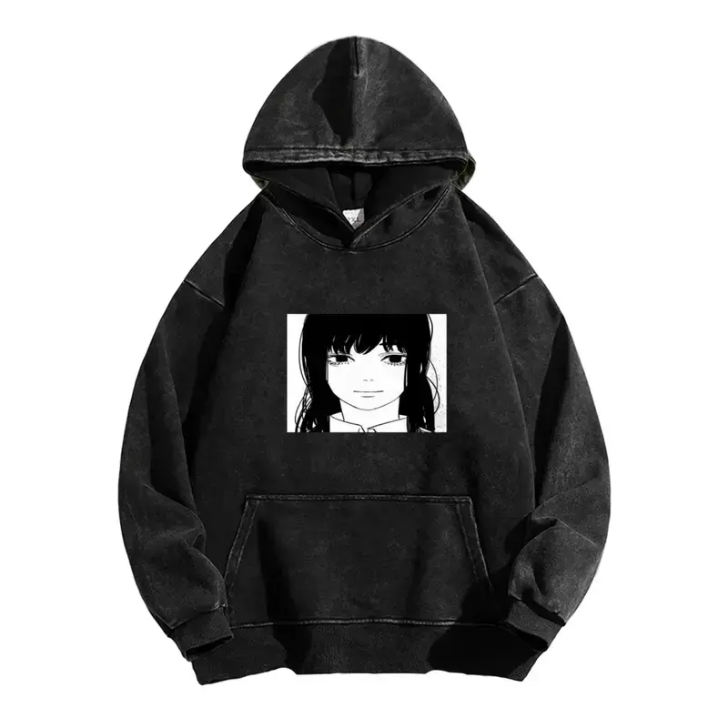 Asa Stare Chainsaw Man washed hoodie, fun anime reference hoodie, Asa Mitaka manga hoodie, Japanese otaku street wear, unisex printed top, cool anime clothing gift