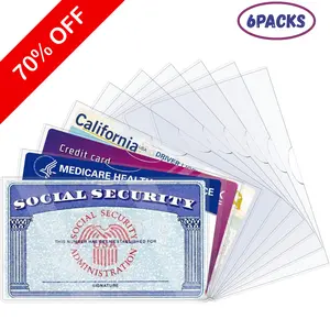 6 Pack Social Security Card Protector Sleeves/New Medicare Card Protector Sleeve/Credit Card Holder,24 Mil Soft Clear Card Sleeves for Waterproof SSN Card Protector/Credit Card Cover