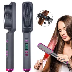 【Free.Ship】SETIPS Hair Iron, Hair Straightener Comb with Brush and Comfort Features hair straightening hairwaver Salon,Fast Heated Hair Styling Tools,Suitable for Home and Salon, Electric Curler,Christmas New Year Gift