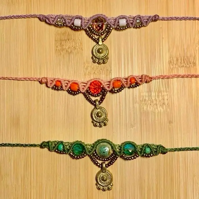 Macrame Necklace Handmade with Adjustable Sizing Boho Style - women jewelry