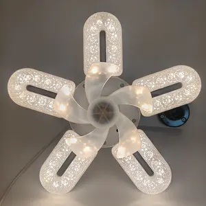 2-in-1 Foldable Socket Fan Light, LED Ceiling Fan with E26/E27 Base, Portable Screw-in Fan with Light, Adjustable Blades, Energy Saving for Bedroom, Kitchen, Garage