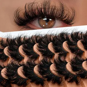 7 Pairs D Curl Luxurious Fluffy Volume Dramatic Messy Faux Mink False Lashes Reusable, Soft, Comfortable Strip Lashes, Lashes, Eyelashes, Fake Lashes, Volume Cluster Lashes