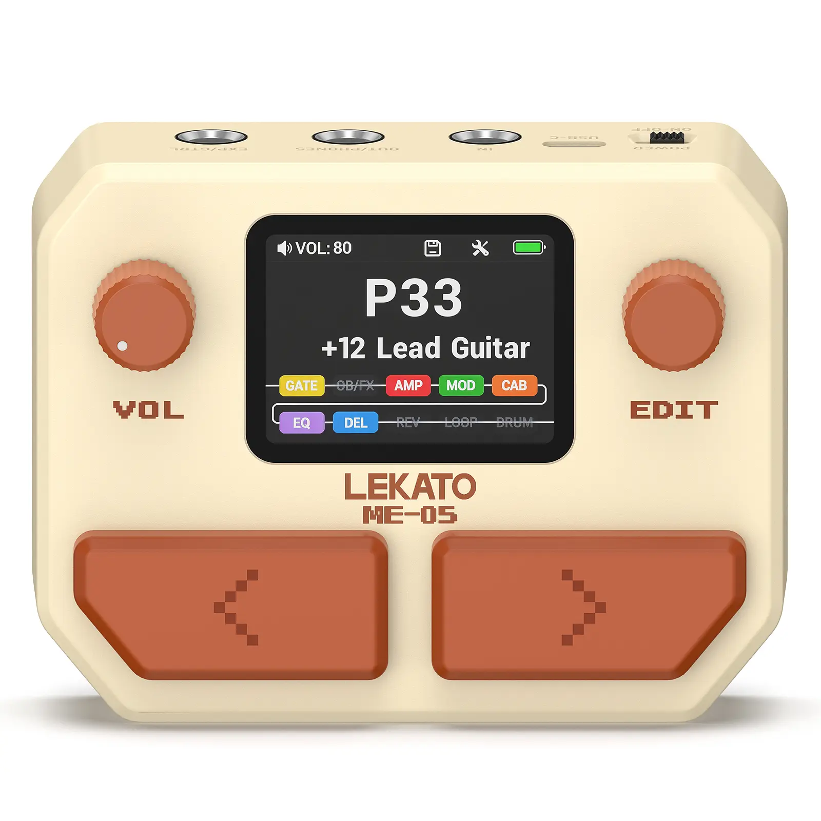 LEKATO ME-05 MINI Pocket Multi-Effects Guitar Pedal with 10 Effects Modules 100 Drum Rhythms and 40-second Stereo Looper 99 Presets 40 Amp/Cab Electric Guitar Effects Processor OTG USB Audio Interface BT(White or Black)