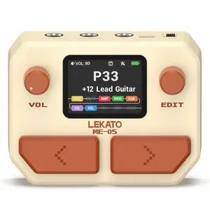LEKATO ME-05 MINI Pocket Multi-Effects Guitar Pedal with 10 Effects Modules 100 Drum Rhythms and 40-second Stereo Looper 99 Presets 40 Amp/Cab Electric Guitar Effects Processor OTG USB Audio Interface BT(White or Black)