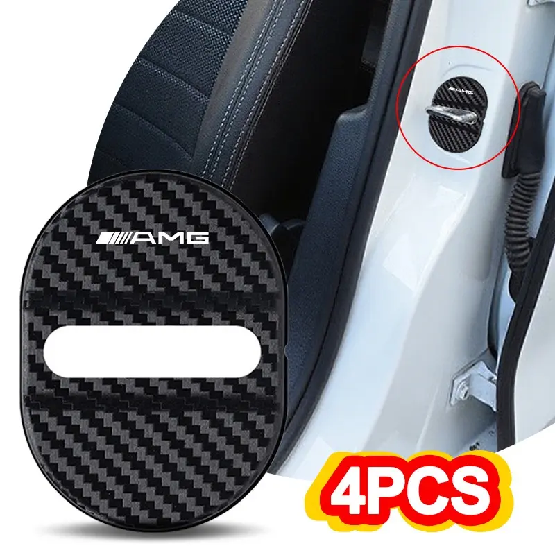 Car Door Lock Cover Protective Waterproof Rust-proof Protector Auto Emblem Styling Accessory For Mercedes Benz AMG A C E S Class W201 W210 W108 W204 W205 W203 W222 W212 Car Decorative Sticker Car Decals Stickers For Cars, Car Accessories