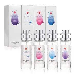 GQRT Baby powder perfumes - 4-Piece Gift Set - Long Lasting Clean Girl Fragrance Bundle - Mini Floral Vanilla Travel Size Scents for Women - Perfect Birthday Present