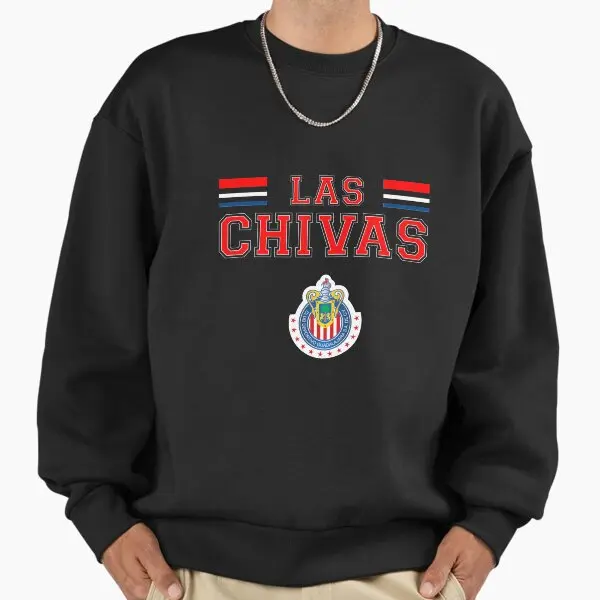 Menswear Las Chivas Round Neck Crewneck Sweatshirt - Guadalajara Soccer Fan Relaxed Fit Pullover, Mexican Football Graphic Sporty Stylish Vintage Streetwear Unisex Casual Top