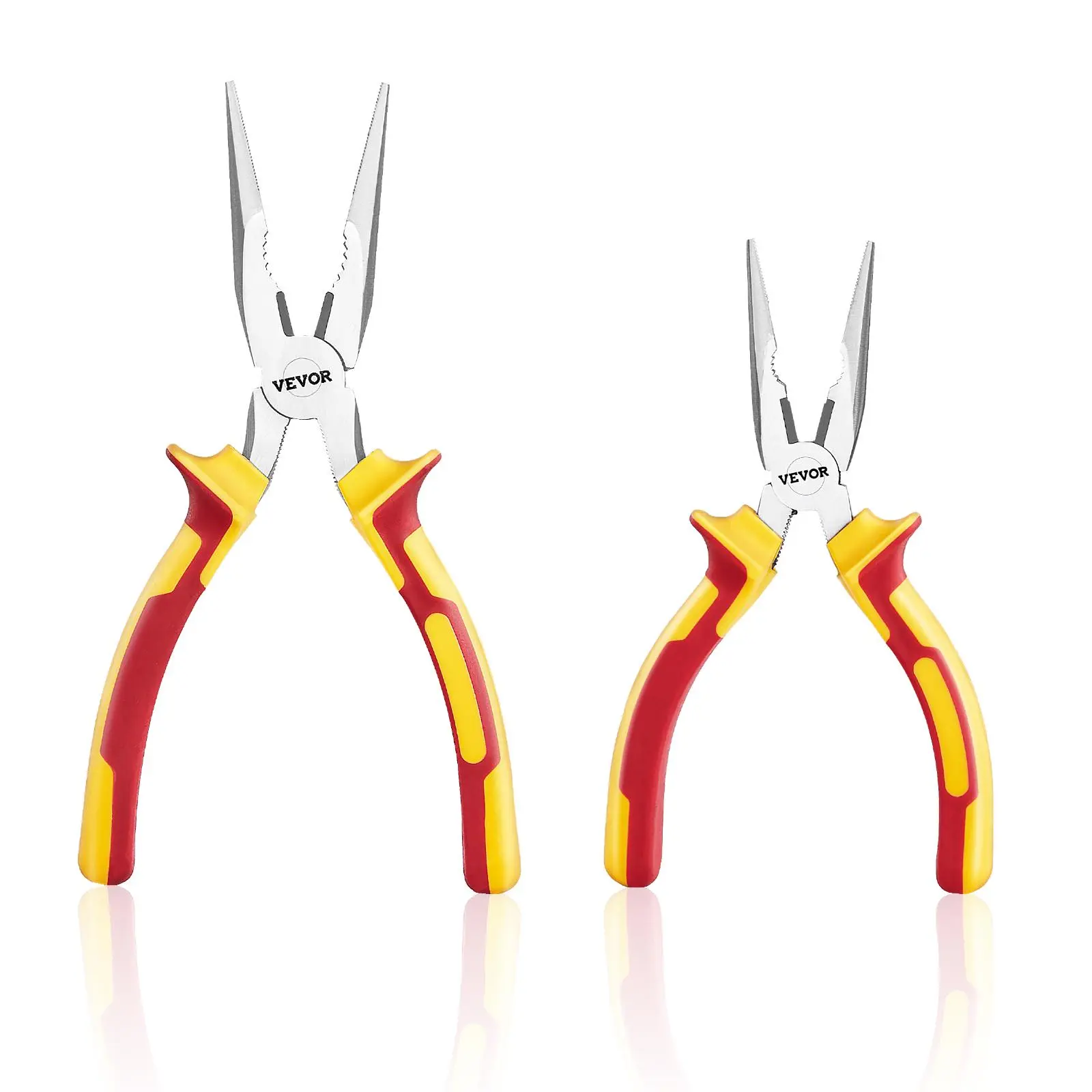 【Summerfinds】VEVOR 2-Piece Needle Nose Pliers 8 in Long Needle Nose Plier and 6 in Small Needle Nose Plier45 Steel and TPR Handlefor Wire WrappingHandmade CraftJewelry Making SuppliesRepairing