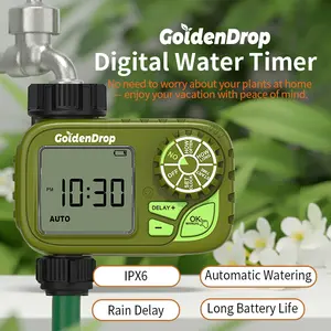 Goldendrop Sprinker Timer, IPX6 Waterproof Water Timer, Water Hose Timer with Large LCD Screen Automatic Watering for Garden,Lawn, Yard（Batteries are not included）