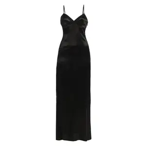 Black Surreal Satin Maxi Dress