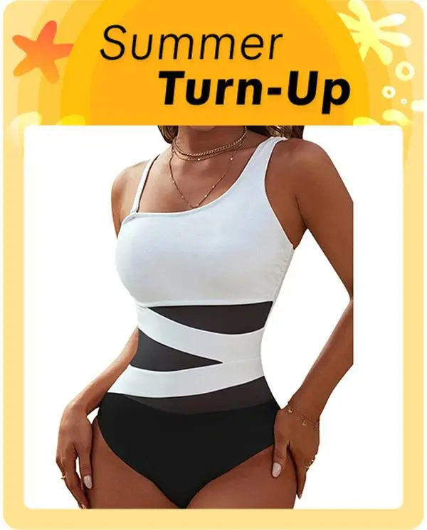 Blooming Jelly Women's Sexy One Piece Bathing Suits One Shoulder Swimsuits Slimming Mesh Swimwear #dealsforyoudays#TikTokShopBacktoSchool