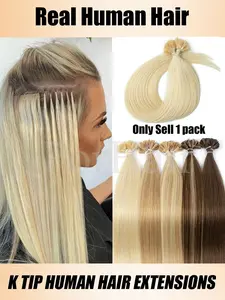 50Strands/Pack K Tip Hair Extensions Human Hair Keratin Tip Hot Fusion Hair Extensions Black Blonde Brown K Tip Human Hair Extensions 30g/pack Straight Hair Extensions