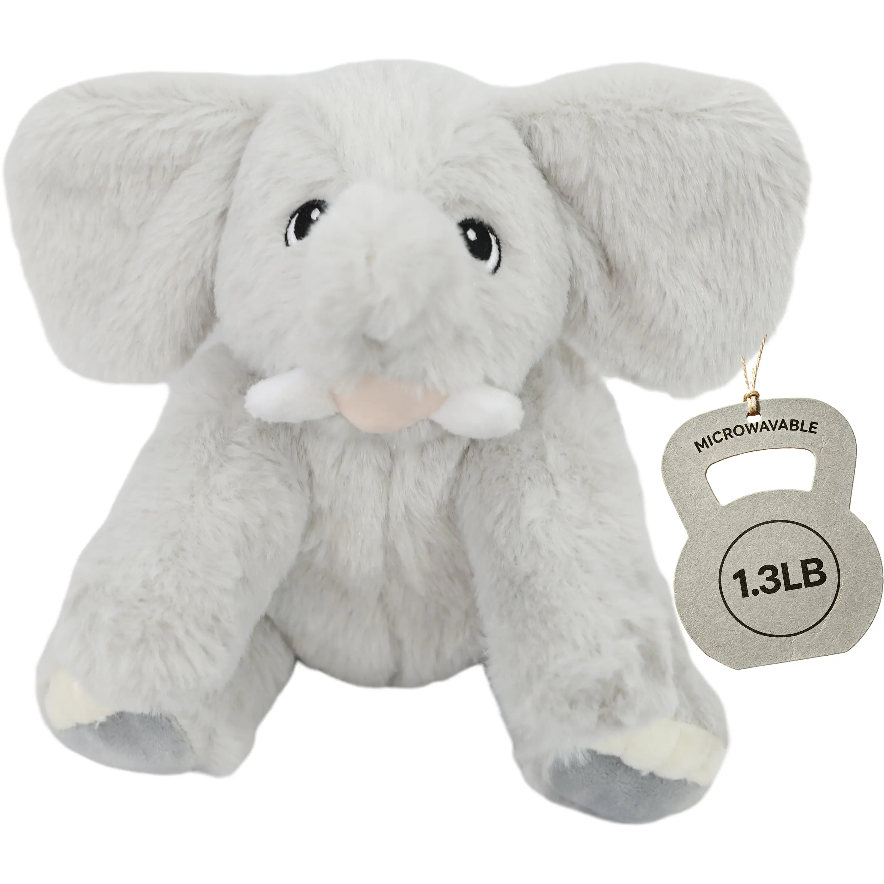 TONGSONG Weighted & Heatable Gray Elephant Stuffed Animal - Microwavable Soft Plush Toy with Natural Stone Filling - Cute Sitting Cuddle Plush, 10 Inch, 1.3lb