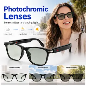AI Translation Smart Glasses, 164 Languages Real-Time Translation, Face-to-Face Translation, Photo Translation, Meeting Recording, Calls, Music, Recording, Photochromic Lenses for Travel Work and Daily Use