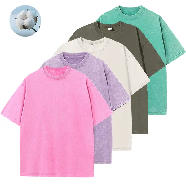Women's 5pcs Distressed Washed Relaxed-Fit Short-Sleeve Stylish Round Neck Unisex Solid Color Streetwear Basic Tops, Versatile All-Season Casual Clothing