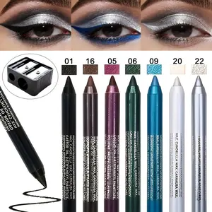 7Pcs Gothic Eyeliner Pencil With Sharpener Set Long Lasting Makeup Smooth Matte Cosmetic Waterproof Smudgeproof Eyeshadow Pens Shine Pearl Smoky Punk Freckle Pen