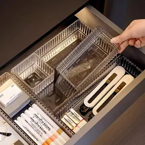 7-Piece Acrylic Drawer Cosmetic Storage Box Set, Divided Makeup Desk Organizer, Multiple Sizes Combination, Skincare Holder