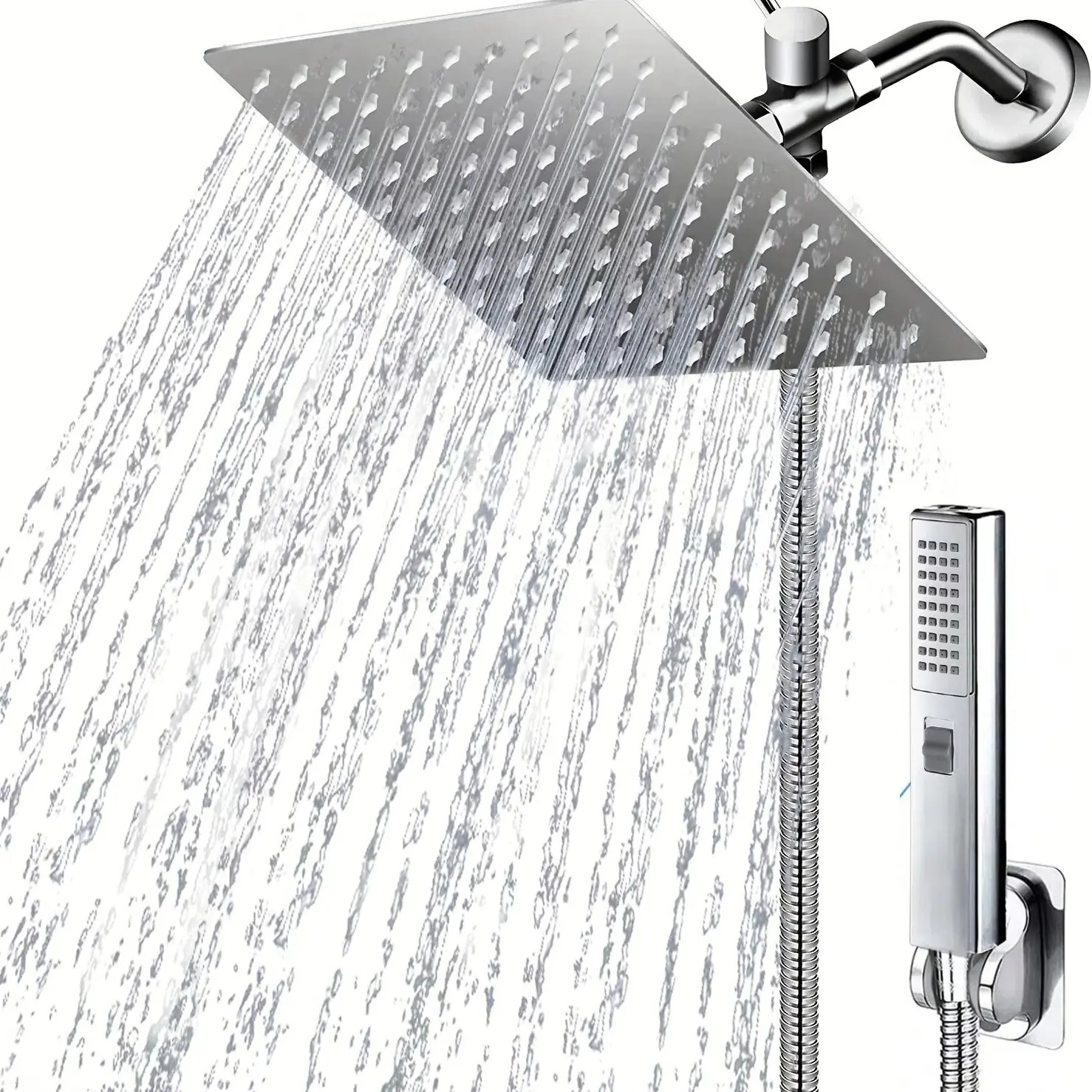 8 Inch Rain Shower Head with Handheld, High-pressure Shower Head Combo and 2-in-1 Handheld Showerhead, Powerful Low-pressure Water Shower Spray