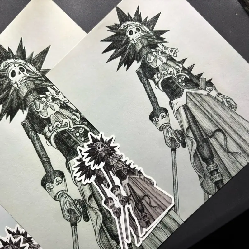 Brook print 7in x 5in, and a  small Brook print 5.5in x 4in, with two glossy vinyl stickers 1.9in x 2.5in