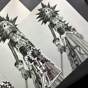 Brook print 7in x 5in, and a  small Brook print 5.5in x 4in, with two glossy vinyl stickers 1.9in x 2.5in