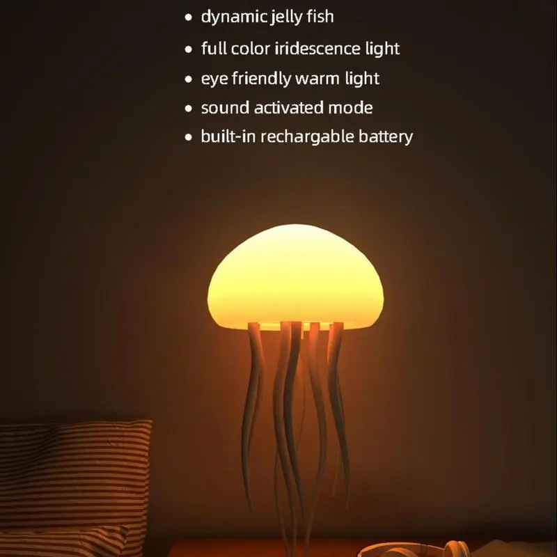 7-Color USB-Powered Floating Tentacle Pendant, ABS Jellyfish Design with Intelligent Voice Control, Full-Color Gradient Colorful Decorative Lights for Home Festive Party Decorations