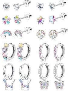 Hypoallergenic Earrings For Girls Women Stainless Steel Screw Back Earrings Set For Sensitive Ears Kids Earrings Toddler Earrings Cute Girls Earrings, Versatile Earrings, Flower Stud Earrings, Stud Earrings Jewelry