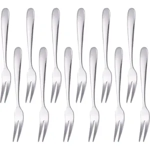 Crab Mini Stainless Steel Forks, 2 Prong Tasting Appetizer Forks Portable  Dessert Salad Seafood Fruit Forks for Party Travel,5.51 Inches (Set of 12)