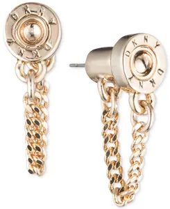 DKNY Rivet Chain Front & Back Earrings