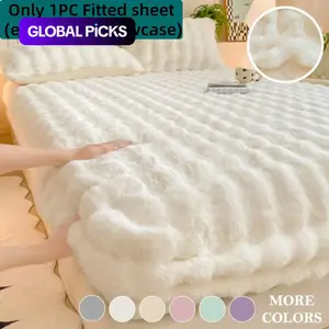 Ultra Soft Faux Rabbit Fur Plush Bed Cover – Elastic Fitted & Machine Washable, Skin-Friendly, Non-Shedding & No Fading, Perfect for Bedroom & Guest Room Comfort, Fluffy Cozy, Soft Warm Bedding, Home Décor for Comfort Seekers