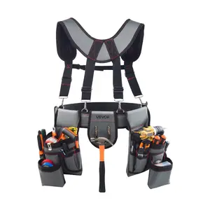 fathersdaygift VEVOR Tool Belt, 22 Pockets Tool Pouch with Suspenders for Men, Heavy Duty Adjustable Utility Belt Bag Suspenders for Electrician, Carpenter, Construction, Work Apron Organizer Waist Adjust 32 to 68in