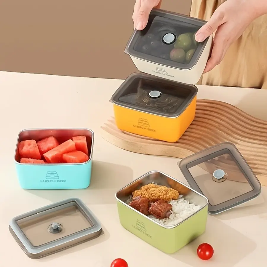 2pcs Stainless Steel Food Storage Containers with Lids - Reusable, Multi-Purpose, Leak-Proof, Fresh-Keeping, Microwave-Safe, Dishwasher-Safe Portable Lunch Boxes for Home Kitchen, Camping Use