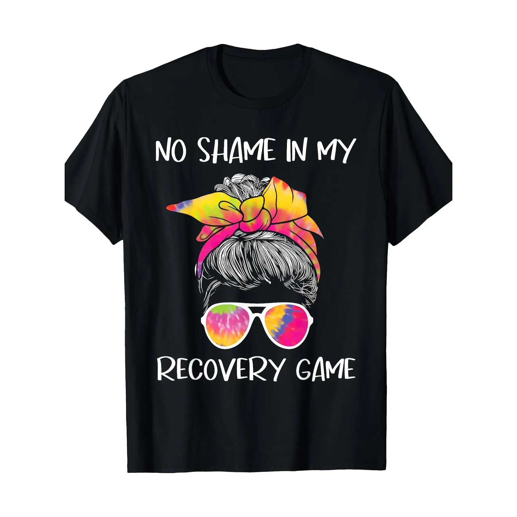 Unisex "No Shame In My Recovery Game" Graphic T-Shirt - Menswear 100% Cotton Classic Fabric Short-Sleeve Round Neck Casual Top, Sobriety Anniversary AA NA Gift, Images Do Not Peel or Fade, Tshirt, Shortsleeve, Minimalist Preppy