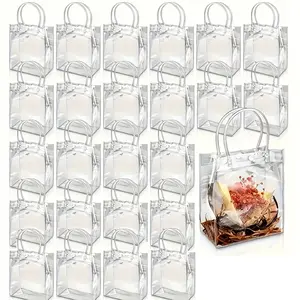 Transparent PVC Gift Bags with Handles, Reusable Small Plastic Party Favor Bags, Wedding Baby Shower Birthday Gifts, Bridal Shower Gift