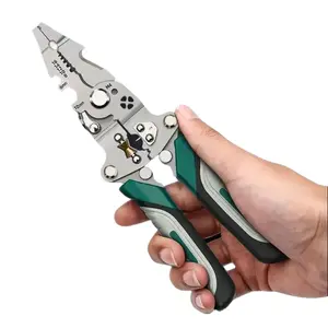 Foldable 16-in-1 Wire Stripper & Electrician Pliers - Heavy-Duty Carbon Steel Hand Tool with Pulley Design, Compact Ergonomic Hardware Tool for Stripping, Winding, Splitting, Crimping, Wire Cutting, Electrical Work, Hand Tools Wirecutters