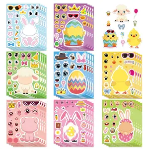 Easter Stickers DIY Happy Easter Egg Rabbit Stickers, Easter Craft Stickers, Kids Game Toys, Party Favors, Funny Stickers (24 Sheets)