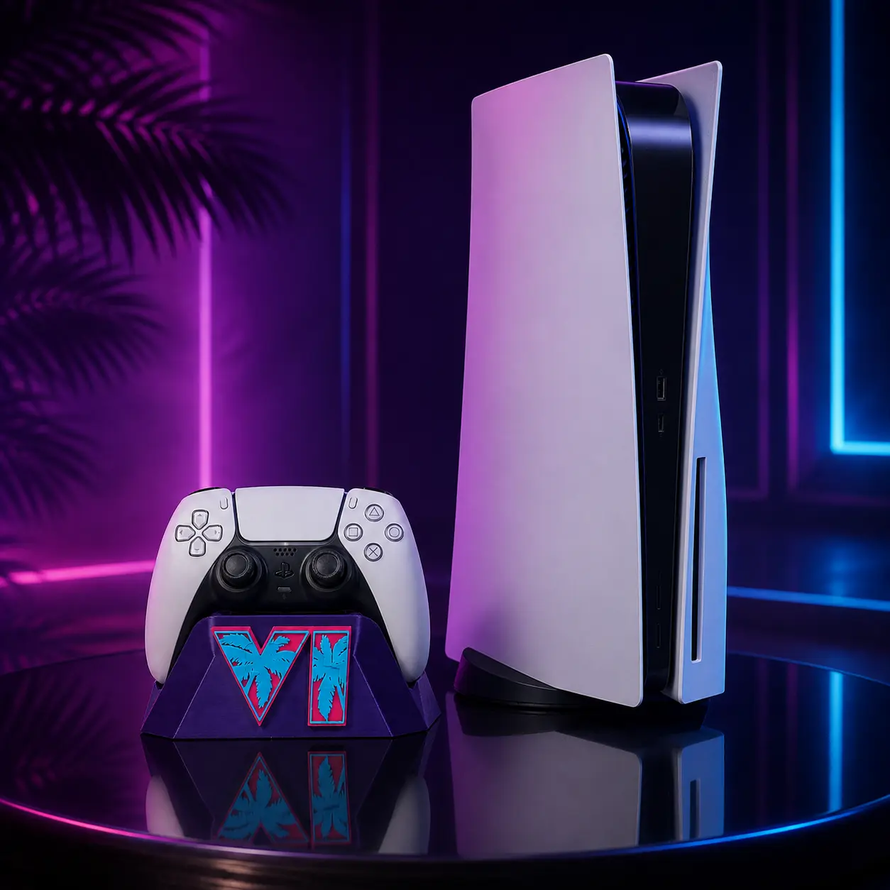 Tropical  Gaming Controller Holder - PS5 Console Accessory Miami Vibe