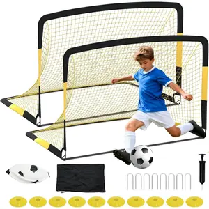 12x6FT Backyard Portable Soccer Goal – Sturdy Metal Base Collapsible Net – Easy Assembly Indoor Outdoor Soccer Training Gear with Carry Bag