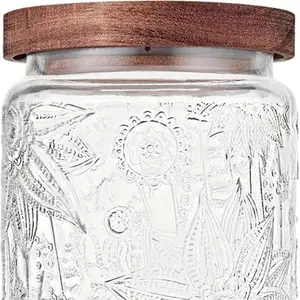 Vintage Glass Jar with Wooden Lid, 23.7 fl oz
