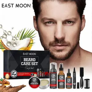 Men's Beard Care Set, Moisturizing & Refreshing, Gentle Cleansing, Includes Cream 50g, Spray 60ML, Foam 60ML, Oil 30ML, Pen 10g, Beard Care Kit, Beard Grooming Kit, Valentine's Day gift