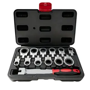 12-in-1 Interchangeable Flex Head Ratchet Wrench Set, Metric 8-19mm 72-Tooth Wrench for Tight Spaces, Automotive Repair Tool for Mechanics, Father's Day Gift
