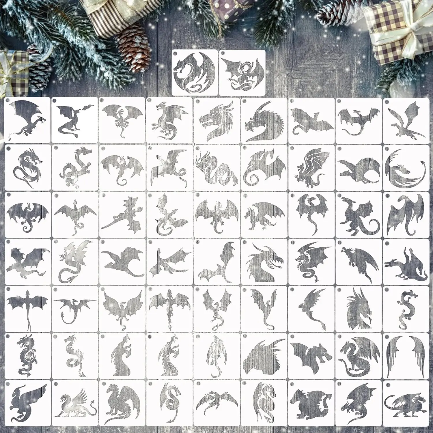 Small Stencils for Painting on  , 3 Inch  Stencil for Craft Ornament  Template Stencils for Wall Card Rock  Signs Coasters Canvas Home Decor (Dragon)