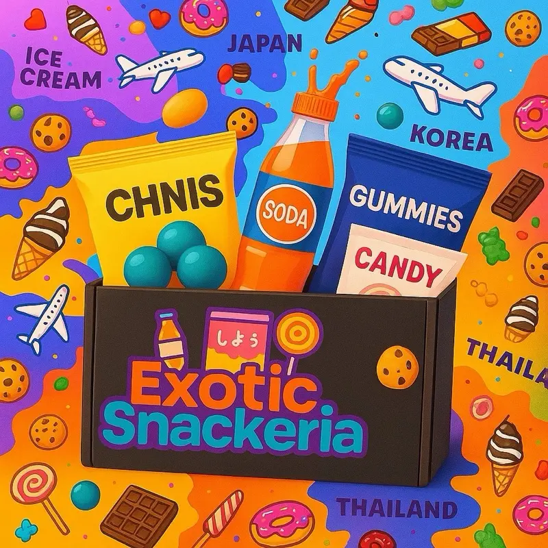 10 Full Size Exotic Snacks Mystery Box – Assorted Chips, Gummies, Cookies, Candy and Soda Variety Pack Chocolate International Snack Japanese