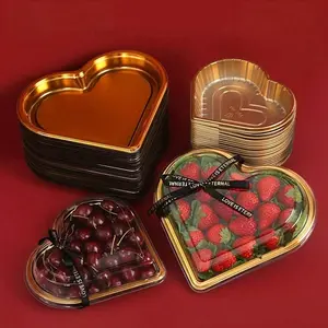 10PCS/5PCS Heart-Shaped Plastic Tray with Lid - Reusable, large-capacity snack container, Food Storage Containers, Stackable Storage Containers, suitable for fruits, cheese platters, and parties - gift for Valentine's Day, Mother's Day