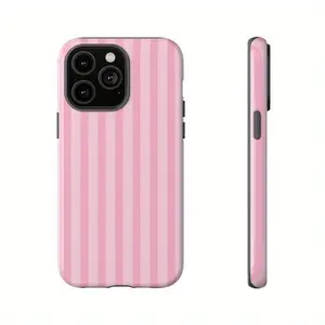 Pink Striped Pattern Phone Case, Cute Protective Cover for iPhone 17, 16, 15, 14, 13, 12, 11 Pro Max/Pro Plus